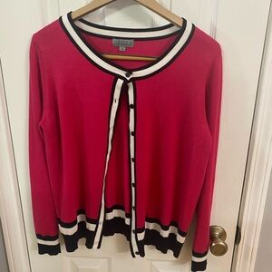 Joseph Fuchsia Cardigan with Black and White Trim